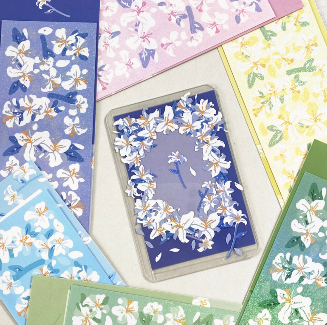 Lily flower deco sticker, bling bling sticker, toploader deco sticker